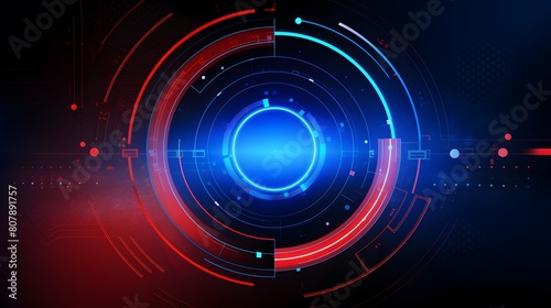  red and blue Abstract technology background circles digital hi-tech technology design background. concept innovation. vector illustration