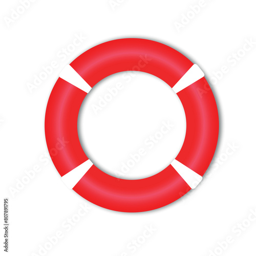 Realistic rescue life belt, marine lifebuoy water safety isolated on white background. Collection of realistic lifebuoy striped circle