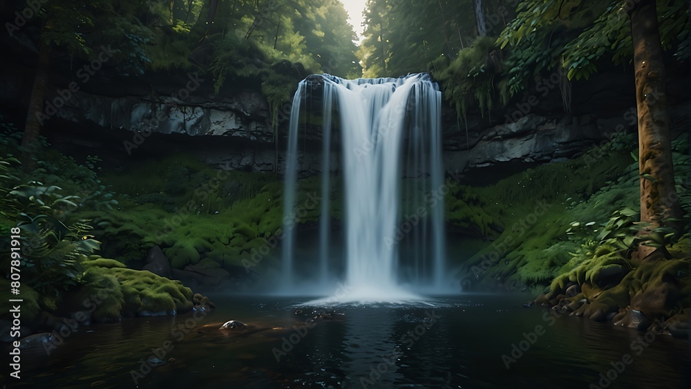 Enchanted Cascades: Forest Waterfall Wonder