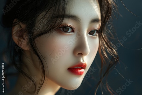 beautiful korean girl portrait with glass skin