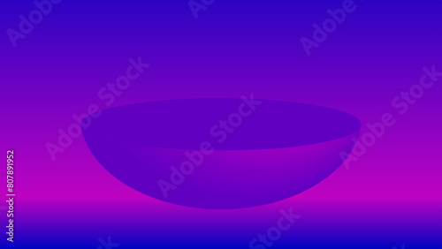 Abstract 3D half sphere podium on blur pink blue purple color gradient vector background. backdrop. Luxury template Neon light. Digital presentation round scene. Showcasing products or presentations.
