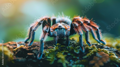 Vibrant closeup of a colorful spider in its natural habitat