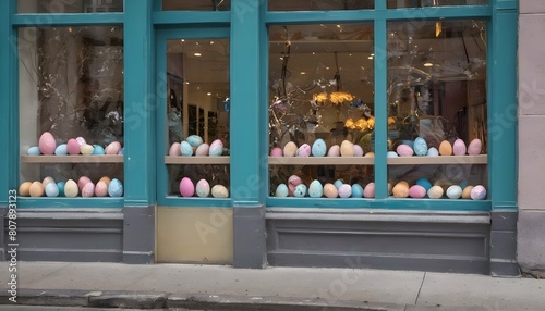 Create an image of easter eggs displayed in a stor upscaled 2 © Isma