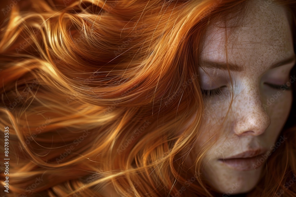 beautiful ginger hair woman portrait