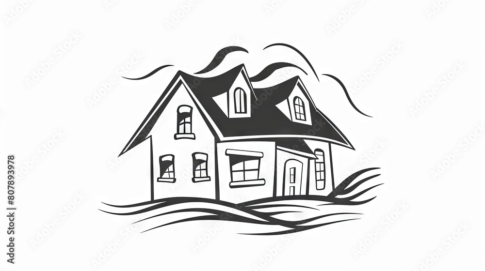 Simplified monochrome sketch of a cozy house Simplified monochrome sketch of a cozy house