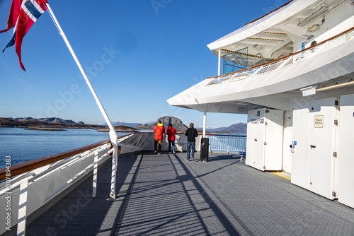 Torghatten mountain seen from the coastal express ship Ms Nordkapp