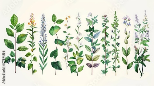 botanical illustration of poisonous plants featuring purple flowers and green leaves