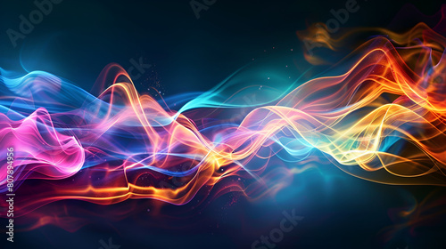 Organic Flowing Lines abstract background, Futuristic neon art, abstract colorful background with smooth wavy lines, Abstract smoke wave, colorful mystical background, Colored smoke isolated on black 