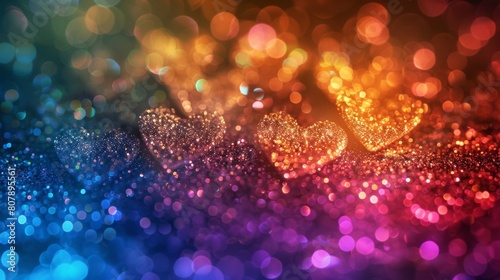 Bokeh background featuring multicolored heart shapes. Perfect for adding a vibrant touch to your projects or designs