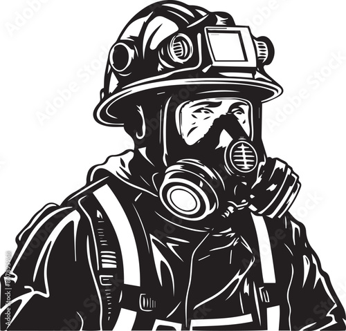 Firefighter Vector Silhouette Illustration