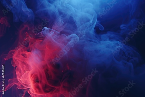 Red  blue smoke black background. Color smoke. Water splash. Cosmic stardust.