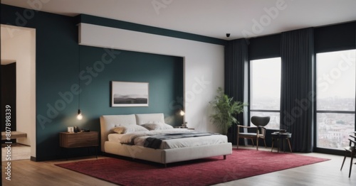 modern living room  interior  room  bedroom  bed  hotel  home  furniture  house  design  luxury  sofa  window  apartment  lamp  living  architecture  living room  wall  contemporary  Generative AI