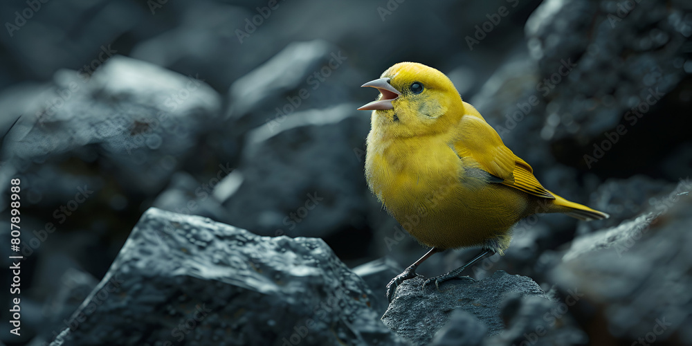 yellow wagtail on a rock