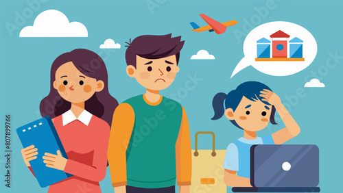 A familys dream vacation plans put on hold due to the burden of student loans causing disappointment and frustration for both parents and children.. Vector illustration