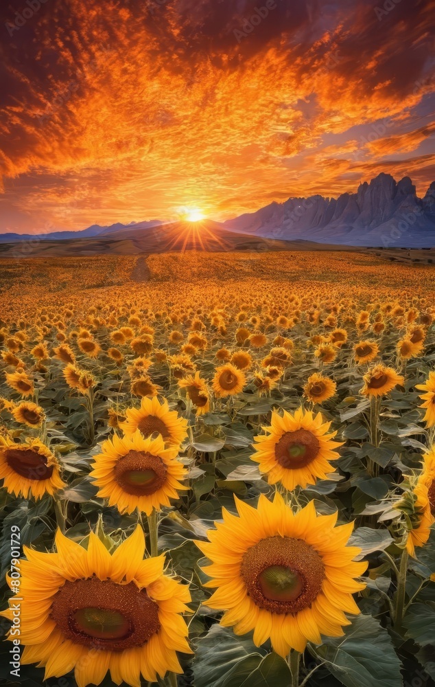 Obraz premium sunflower on sunset background