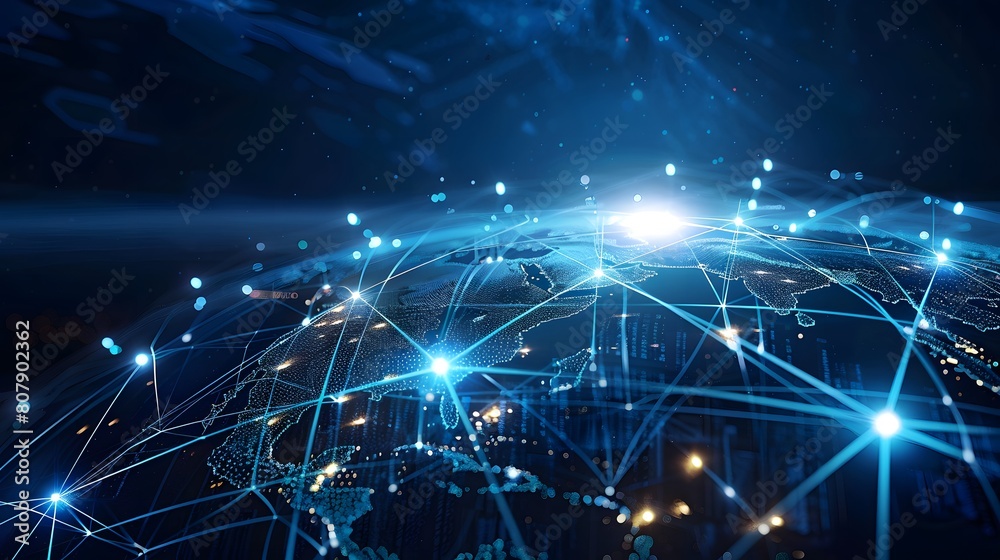 Digital world globe, concept of global network and connectivity on Earth, high speed data transfer and cyber technology, information exchange and international telecommunication Digital world globe, concept of global network and connectivity on Earth, high speed data transfer and cyber technology, information exchange and international telecommunication