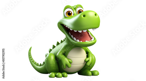 3D Crocodile Character Isolated On PNG Background