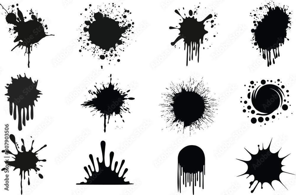 Set of paint splash, vector illustration. Set of paint splash, vector illustration.