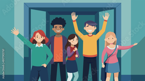 A group of teenagers purposely rode the elevator to the highest level hoping to see just how far they could push their exaggerated stories..