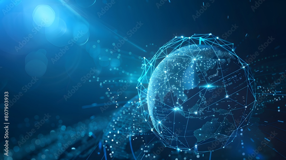 Digital world globe, concept of global network and connectivity on Earth, high speed data transfer and cyber technology, information exchange and international telecommunication Digital world globe, concept of global network and connectivity on Earth, high speed data transfer and cyber technology, information exchange and international telecommunication