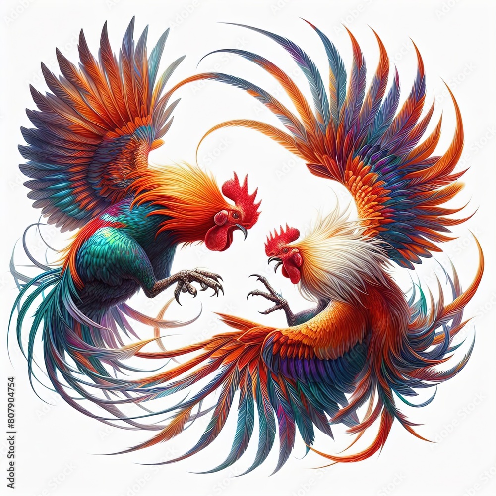 Obraz premium colorful roosters