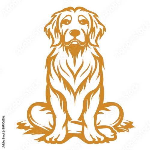 yoga dog  golden retriever  logo design in white background