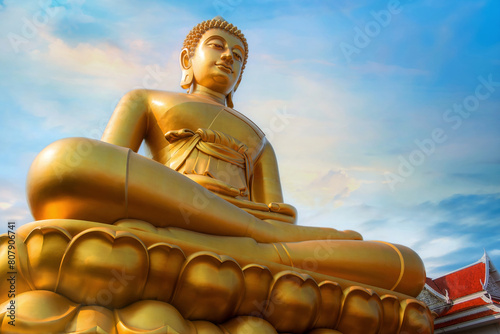 The Big Seated Buddha Statue (Buddha Dhammakaya Dhepmongkol) at Wat Paknam Phasi Charoen (temple) in Bangkok, Thailand photo