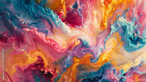 Chaotic, swirling patterns in vivid colors symbolize the mental turmoil of overthinking in an abstract painting.