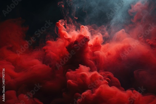 Red smoke on black background. Color smoke. Water splash. Cosmic stardust. photo
