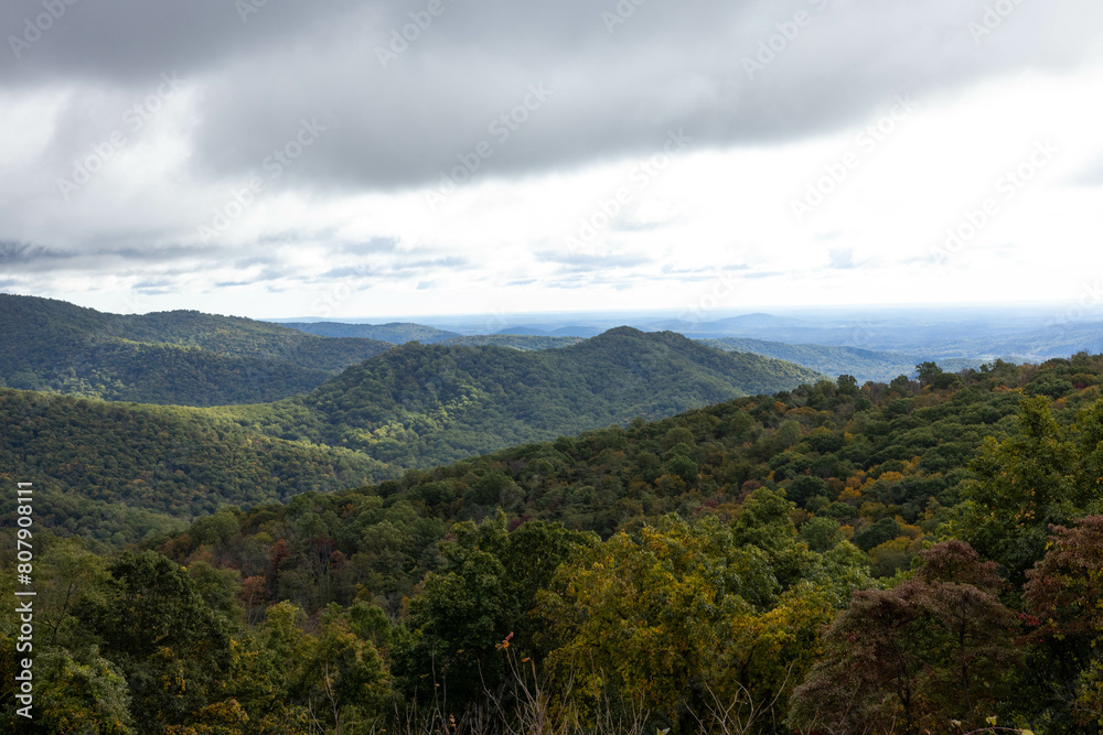 Great Smoky Mountains with low clouds