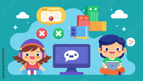 By incorporating language learning into popular video games this program makes acquiring new languages an enjoyable experience for kids.. Vector illustration