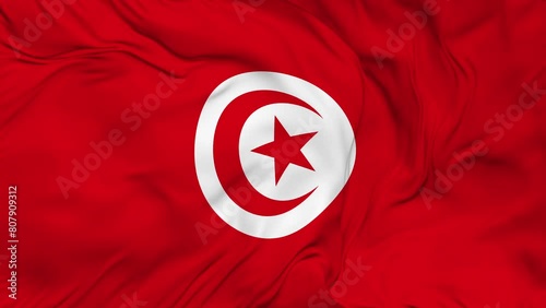 Tunisia flag waving animation seamless loop.4K photo