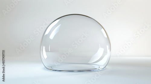 Crystal clear glass dome on white background.