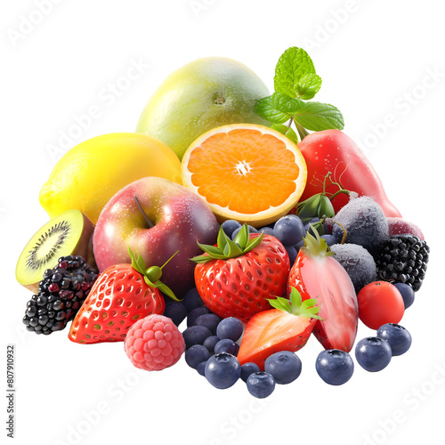 Mix Fruits on Transparent background - Ai Generated