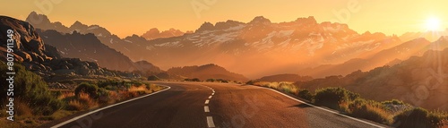 Discover the beauty of nature with this stunning mountain road wallpaper. Perfect for anyone who loves to travel or explore the great outdoors. photo