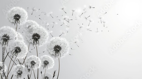 illustration of dandelion flowers blowing in the wind