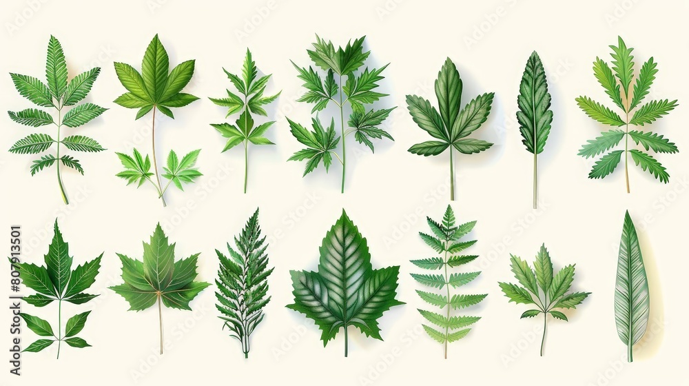 illustration of leafy plants on a isolated background