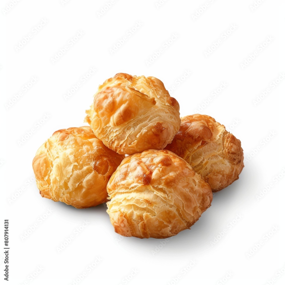 A pile of croissants delicately balanced on top of each other A pile of croissants delicately balanced on top of each other