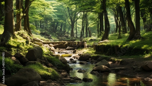 Creek which flow trough a forest. A korean forrest.