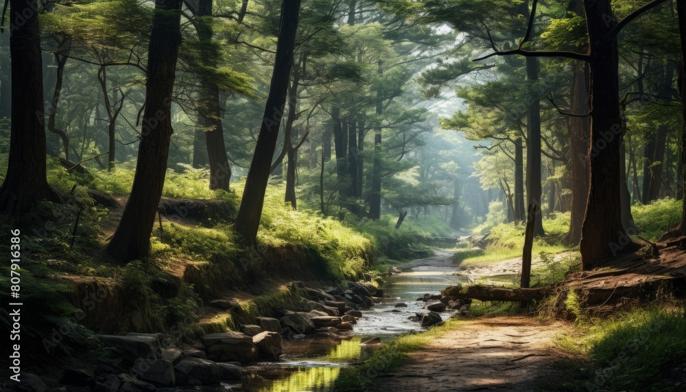 Creek which flow trough a forest. A korean forrest.