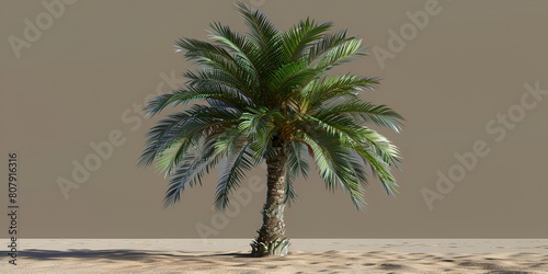 Palm tree on sandy beach in the town of dahab egypt
 photo