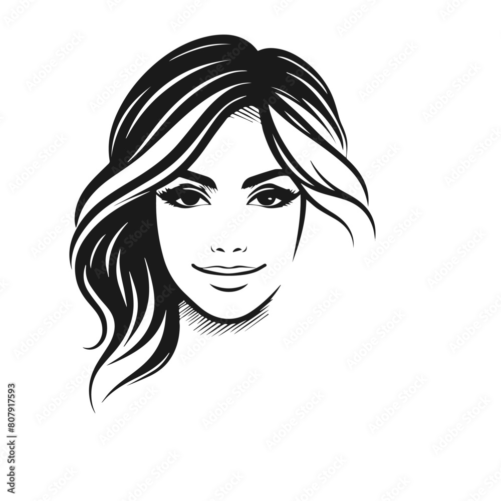 Woman Siling face vector silhouette isolated on white background Woman Siling face vector silhouette isolated on white background