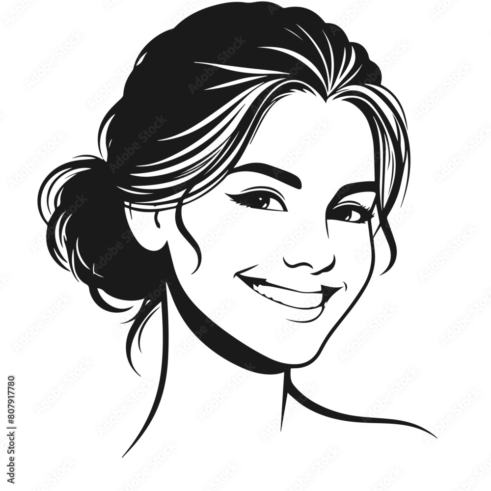 Woman Siling face vector silhouette isolated on white background Woman Siling face vector silhouette isolated on white background