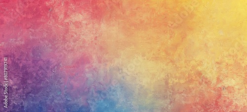  A grainy gradient background with soft, blurred edges in various colors of yellow, blue, purple, red, orange and pink © KumCup