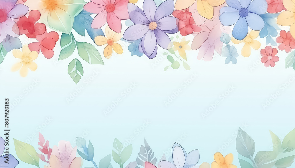 A colorful flowery border with a white background