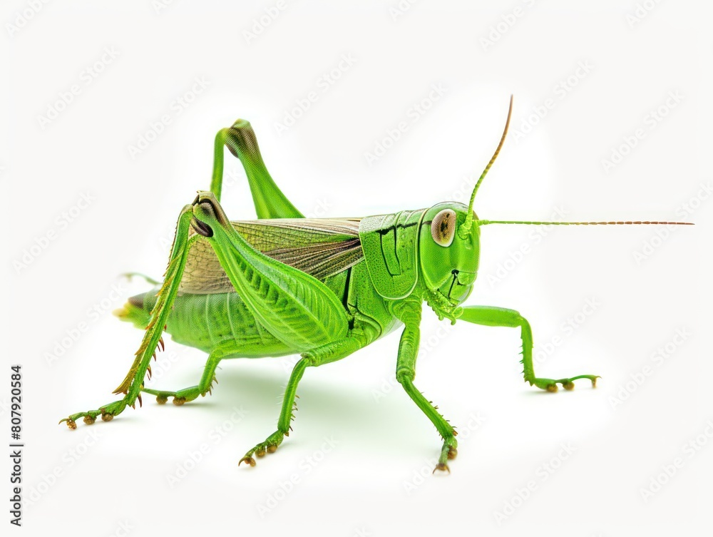 grasshopper along a strip in white background grasshopper along a strip in white background