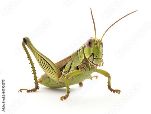  grasshopper along a strip in white background