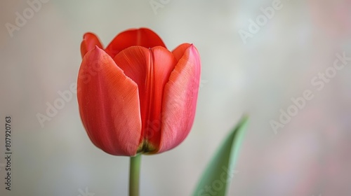 majestic red tulip close - up against a blurry background