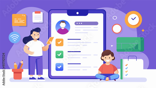 A homework management app that allows parents to track their childs assignments grades and overall progress in school.. Vector illustration