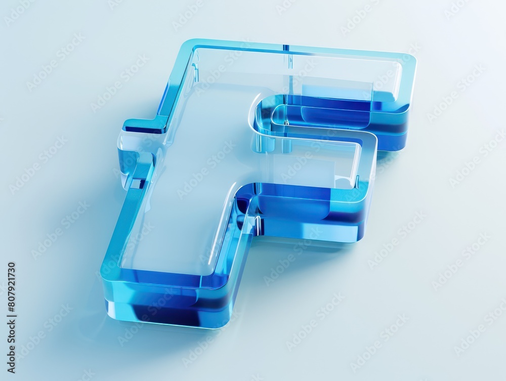 F blue letter transparent visualization F blue letter transparent visualization